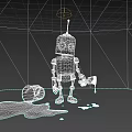 Game And Movie Character Robot Holding Paintbrush With Spilled Pink Paint And Heart Design