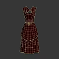 Stylish Red Sleeveless Long Dress With Belted Waist And Elegant Collar Design