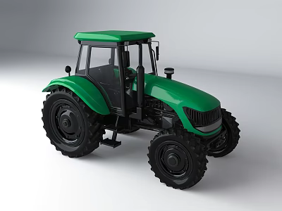 Green Agricultural Tractor Functional Vehicle With Cab And Large Wheels 3d model