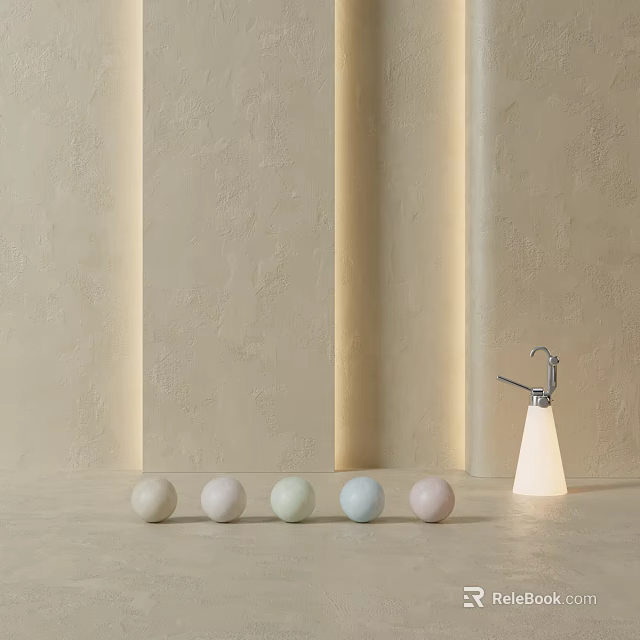 Textured Bed Accent Wall With Recessed Lighting For Minimalist Style 3d model