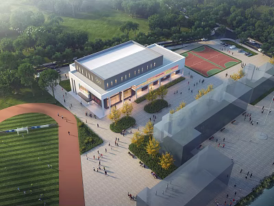 Integrated Aerial Planning of Sports Complex with Buildings Green Areas and Recreational Plazas 3d model