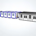 Construction Site Temporary Modular Buildings With Blue White Gray Portable Cabins 3d model