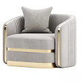 Modern Grey Armchair With Gold Accents Luxury Fabric And Elegant Design Details