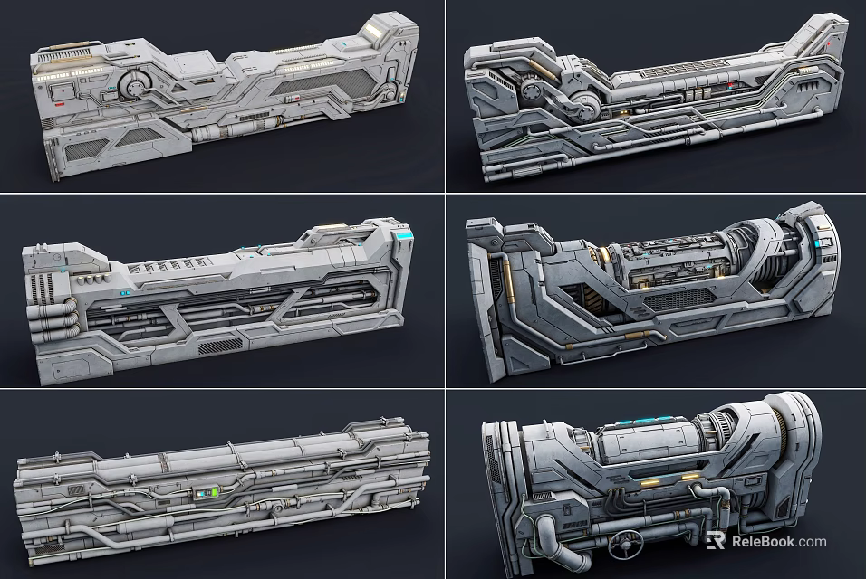 Sci Fi Mechanical Parts 3D Model Design With Metallic Texture And Detailed Structure 3d model 