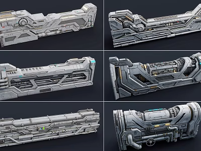 Sci Fi Mechanical Parts 3D Model Design With Metallic Texture And Detailed Structure 3d model