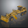 Yellow Construction Loader Heavy Duty Equipment With Large Front Bucket And Solid Wheels 3d model