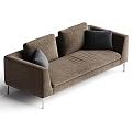 Modern Gray And Brown Sectional Sofa With Metal Legs And Decorative Cushions