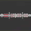 Space Station Model With Interconnected White Red Modules For Space Exploration