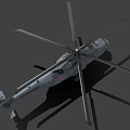 Gray Military Helicopter With Red Star Logo And Rotors On
