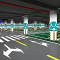 Indoor Parking Garage With Zone A Marked Columns And Directional Floor Arrows