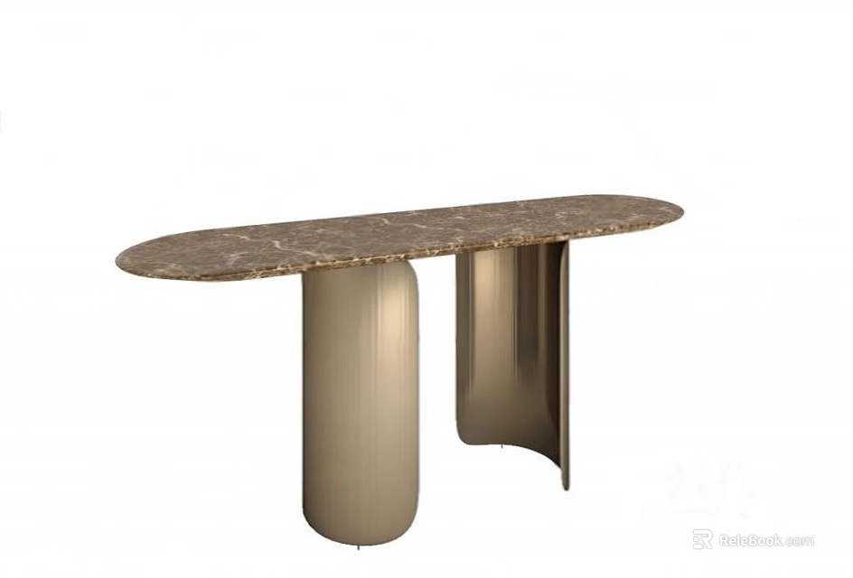 Modern Console Table With Marble Top And Sleek Metal Base Design 3d model