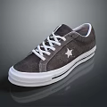 Gray Suede Casual Shoes With White Laces White Sole And Star Logo Design