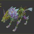 Mythical Fantasy Mount Creature with Purple Fur Blue Accents and Golden Armor for Heroic Characters
