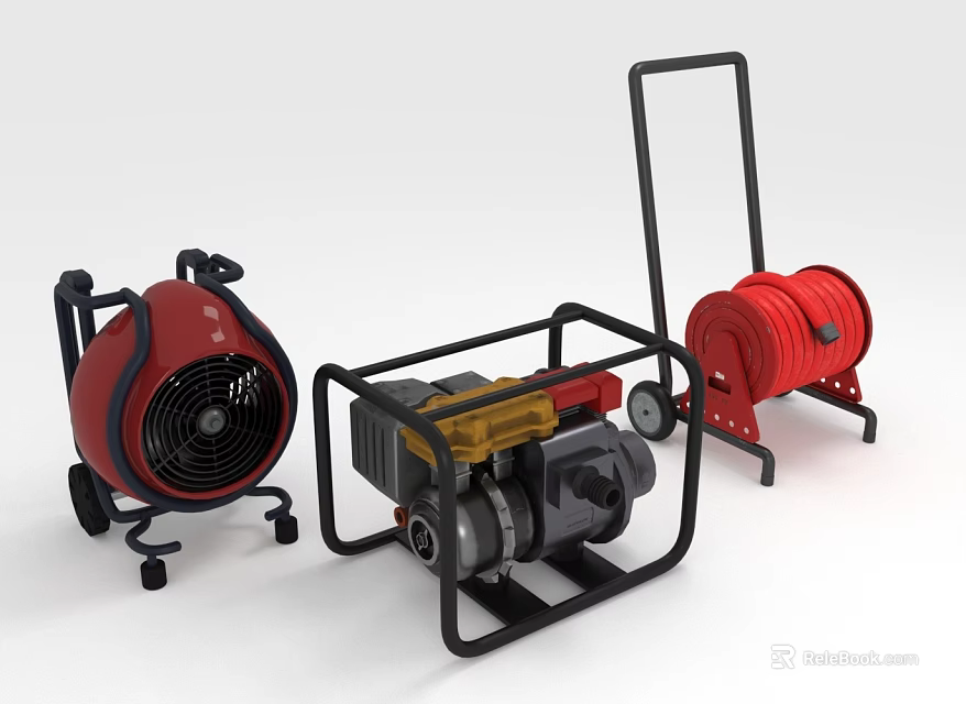Firefighting Equipment Including Fan Pump And Hose Reel 3d model 
