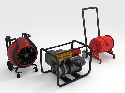 Firefighting Equipment Including Fan Pump And Hose Reel 3d model