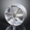 Silver Audi Car Wheel Rim With Alloy Spoke Design And Shiny Reflective Finish