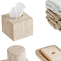 Natural Stone Textured Bathroom Accessories Set With Towels Dispenser