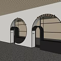 Gelateria Circular Entrance Doors With Modern Glass Panels Black Frames And Textured Flooring