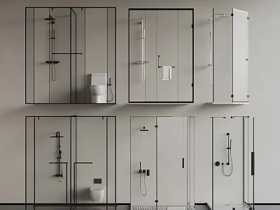 Modern Glass Shower Enclosure Designs With Various Styles And Fixtures 3d model