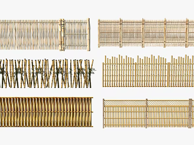 Various Styles Of Bamboo Fences Displayed 3d model