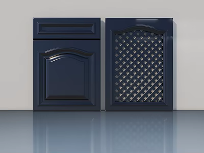 Navy Blue Swing Doors with Sleek Panel and Diamond Grid Pattern in Modern Design 3d model