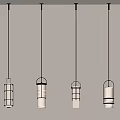 Modern Minimalist Pendant Lights With Metal Frames And White Glass Shades