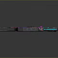 Futuristic Rifle With Neon Pink Blue Purple Glowing Details And Modern Design