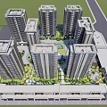 Modern Residential Complex With High Rise Buildings Low Rise Structures And Greenery