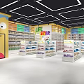Modern Supermarket Department Store Interior With Organized Shelves And Product Displays