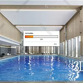 Modern Indoor Swimming Pool With Large Glass Windows Ample Natural Light And Relaxation Area