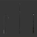 Various Street Lamp Designs With Metal Poles And Classic Lamp Heads