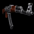 Classic Assault Rifle With Wooden Stock Metal Barrel And Magazine