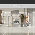 Elegant Modern Clothing Store Interior With Mannequins Racks And Decorative Plants