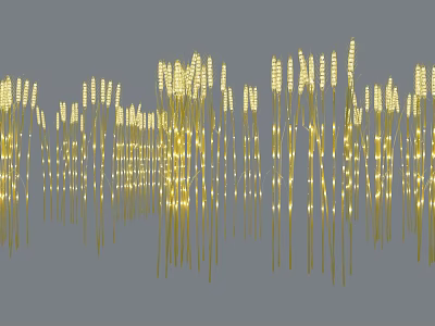Bright Golden Wheat Shaped Decorative Lighting Neatly Arranged in Garden Landscape 3d model