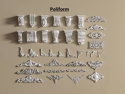 Ornate Decorative Carvings Featuring Various Intricate Patterns And Assorted Design Elements 3d model