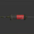 Detailed 3D Syringe Model Featuring Red Gray Metal Components And Needle