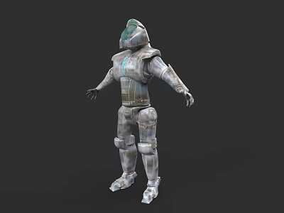 Futuristic Armored Game And Movie Character With Metallic Suit And Blue Accents 3d model