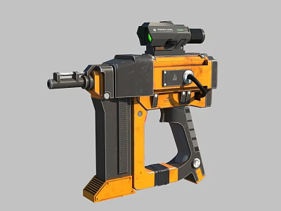 Advanced Modern Gun With Black Orange Color Scheme And Tactical Scope Attachment 3d model