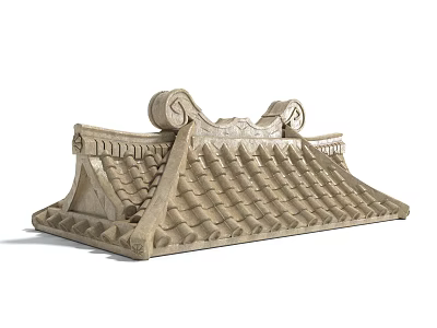 Traditional Architectural Roof Component Featuring Curved Eaves Tile Design And Ornamental Top 3d model