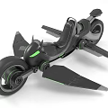 Futuristic Aerospace Motorcycle With Black Body Green Accents And Winged Design