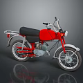Vintage Red Motorcycle Featuring Black Leather Seat Silver Spoked Wheels And Classic Engine Design