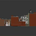 Cartoon City Scene With Colorful Multi Story Buildings And Various Roof Designs