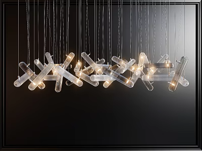 Modern Artistic Chandelier With Intertwined Transparent Tube Shaped Parts And Built In Lights 3d model