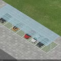 Carport Canopy for Outdoor Parking Area with Multiple Cars Parked Under Clear Blue Sky