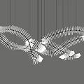 Modern Artistic Chandelier With Intertwined Geometric Rings And Suspended Design Elements