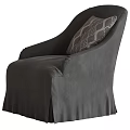 Gray Upholstered Accent Chair with Geometric Pattern Pillow and Skirted Base 3d model