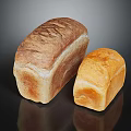 Two Freshly Baked Bread Loaves Dark Brown and Light Golden on Black Reflective Surface