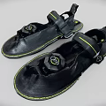 Black Sandals with Yellow Accents Adjustable Straps Sporty Design Comfortable Fit