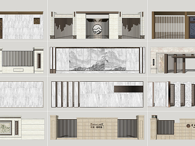 New Chinese-style Enclosure Wall Landscape Wall model