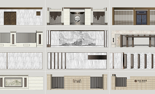 New Chinese-style Enclosure Wall Landscape Wall 3d model